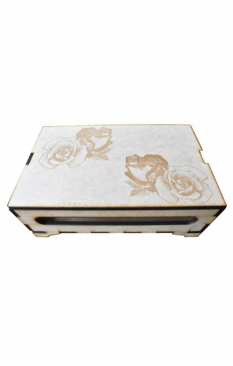 Caja de madera con grabado laser de rosas